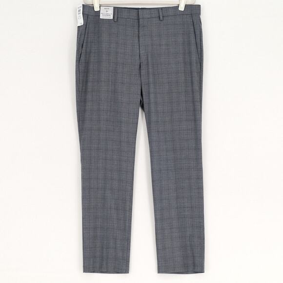 Kenneth Cole Reaction Men's Grey Plaid Slim-Fit Stretch Dress Pants Size 38x30 - Picture 4 of 7